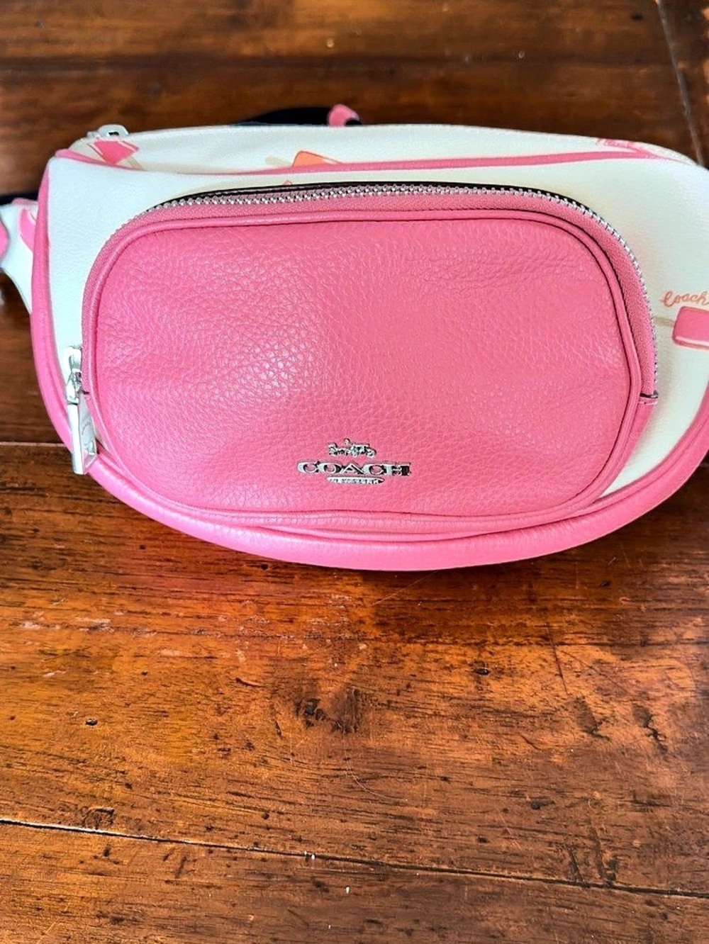 Coach Court Belt Bag Pink & Cream Leather Crossbody Bag